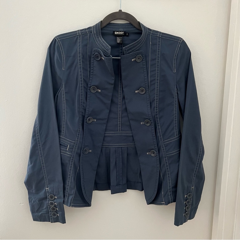 DKNY Blue Blazer Fitted Silhouette with Peplum Waist 6